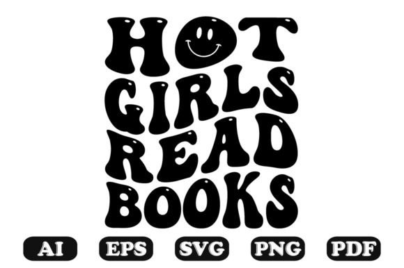 Hot Girls Read Books Retro Wavy Svg